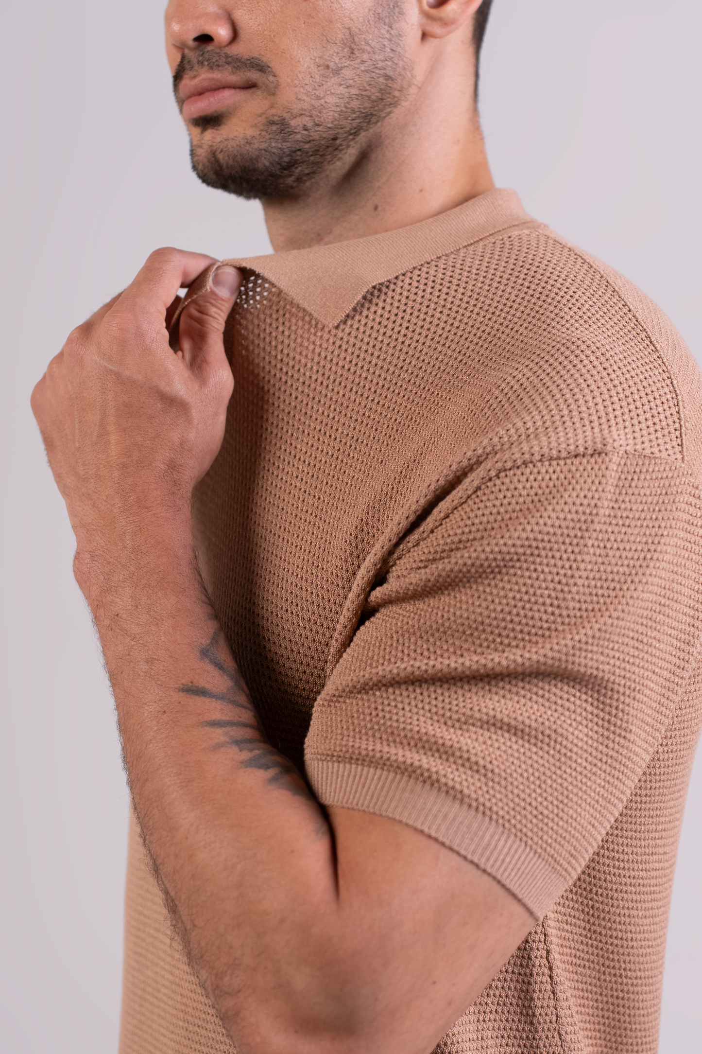 T-Shirt Tricô Polo Bege