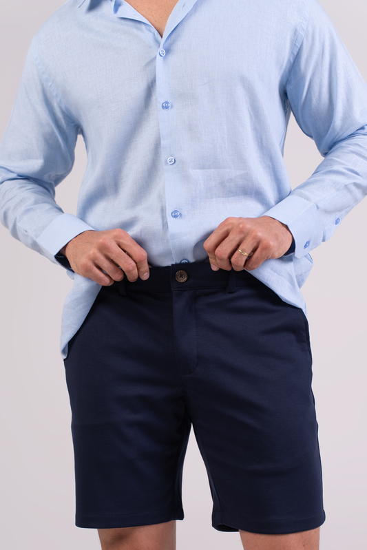 Bermuda Social Areia e Azul Marinho