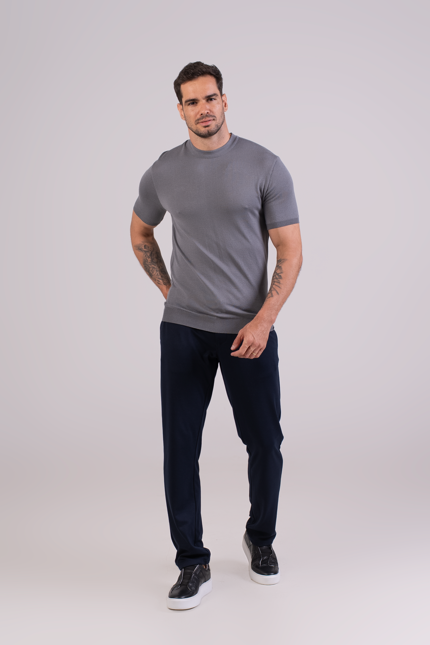 T-Shirt Tricô Canoa Cinza