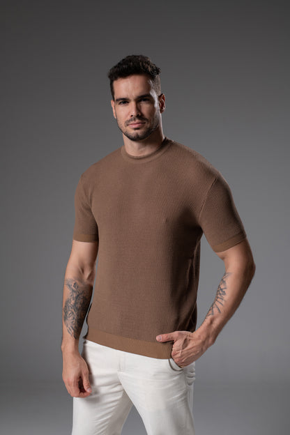 T-Shirt Tricô Canoa Marrom
