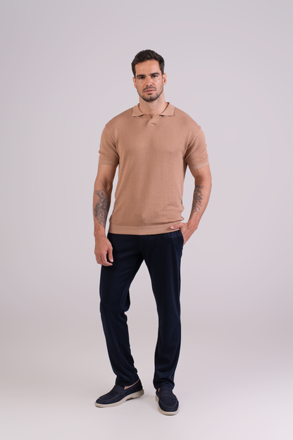 T-Shirt Tricô Polo Bege
