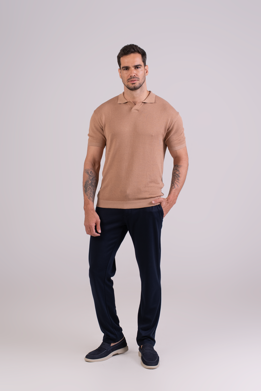 T-Shirt Tricô Polo Bege