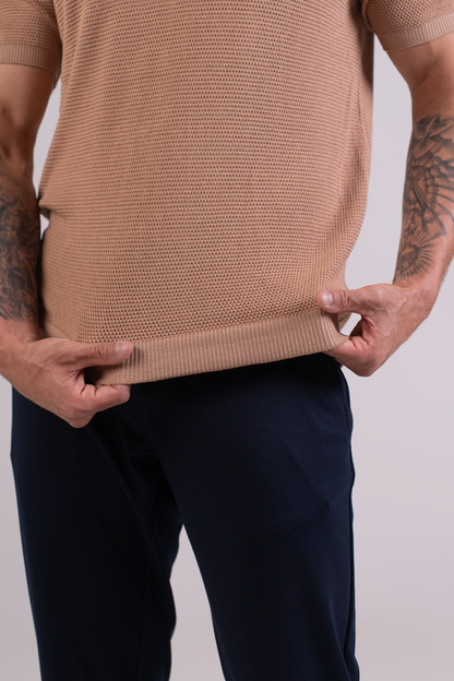 T-Shirt Tricô Polo Bege