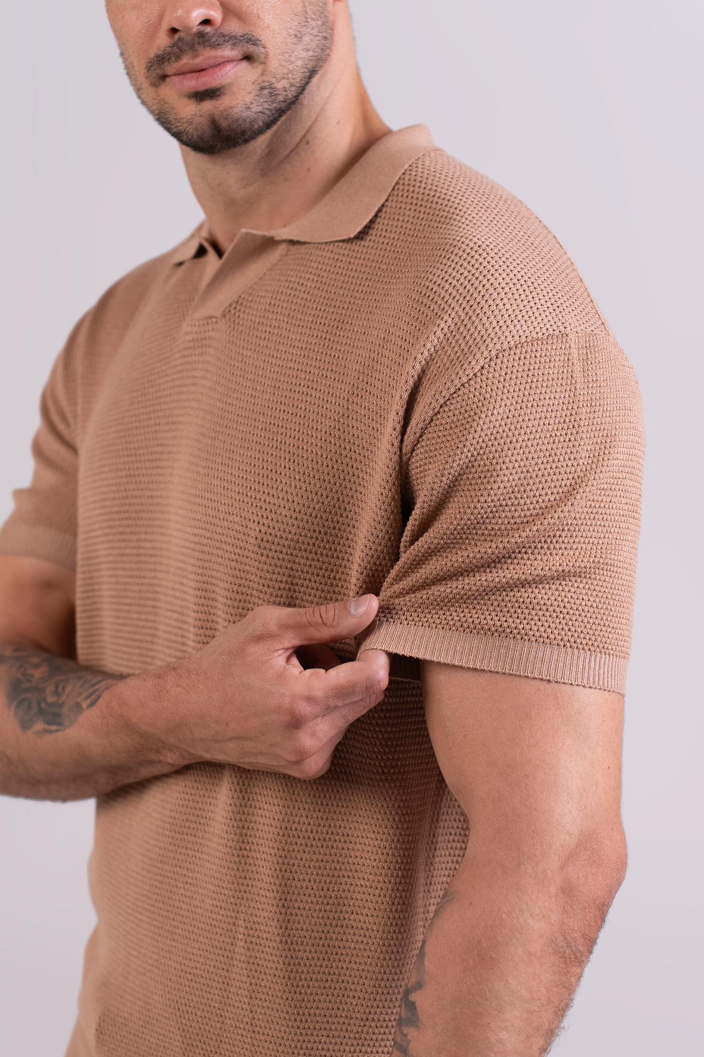 T-Shirt Tricô Polo Bege