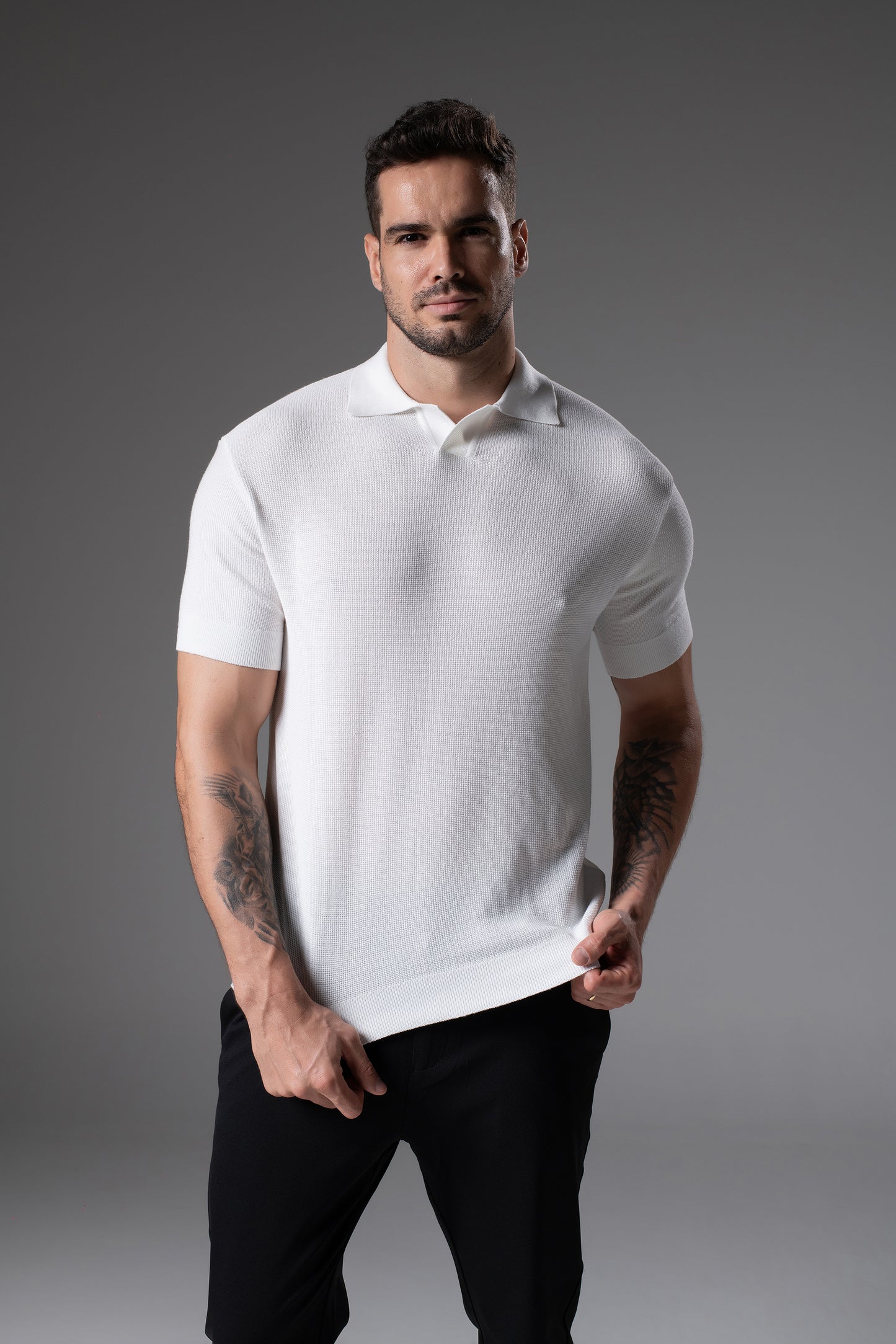 T-Shirt Tricô Polo Branca