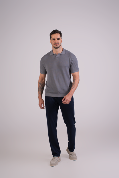 T-Shirt Tricô Polo Cinza