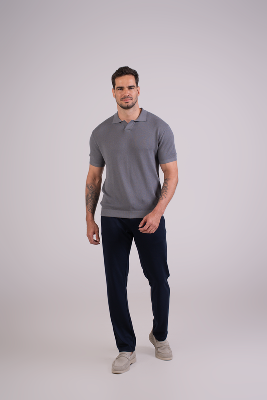 T-Shirt Tricô Polo Cinza