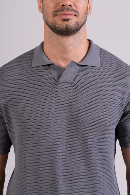 T-Shirt Tricô Polo Cinza