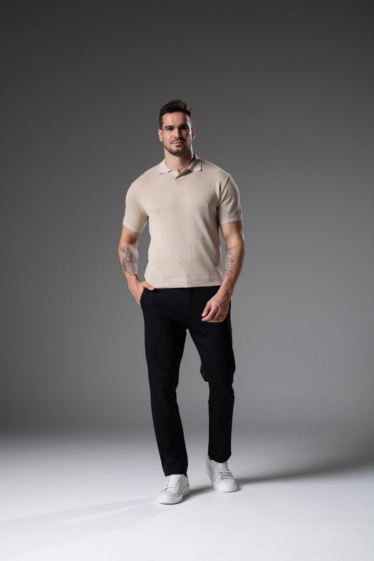 T-Shirt Tricô Polo Creme