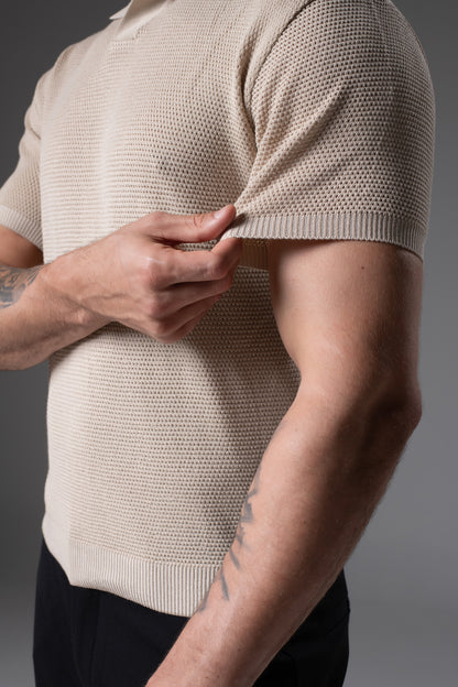 T-Shirt Tricô Polo Creme