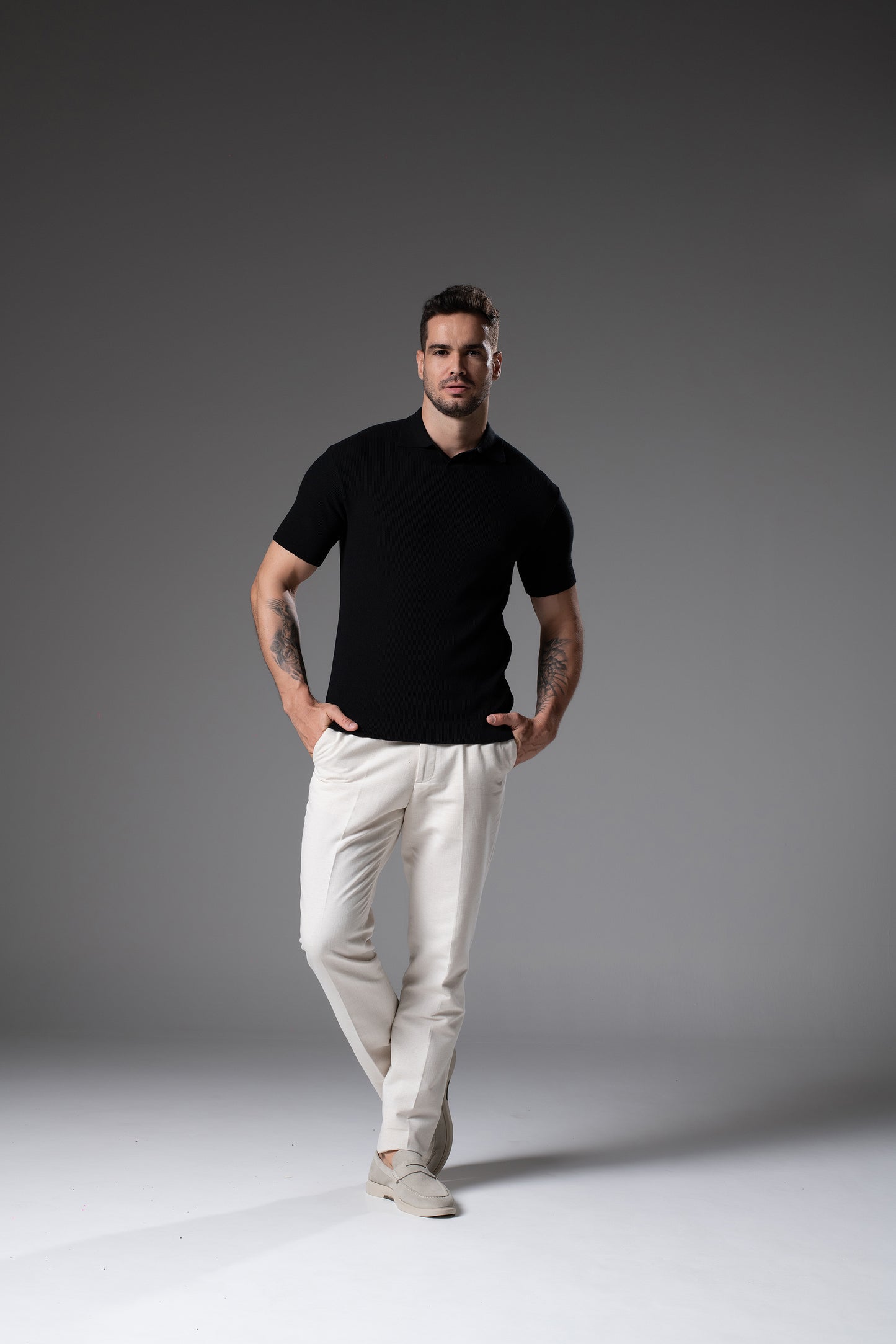 T-Shirt Tricô Polo Preta