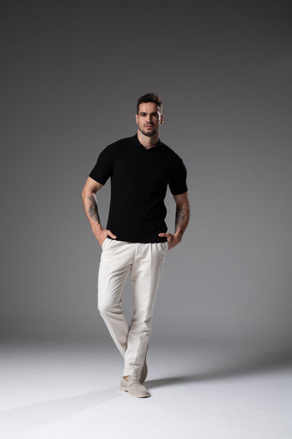 T-Shirt Tricô Polo Preta