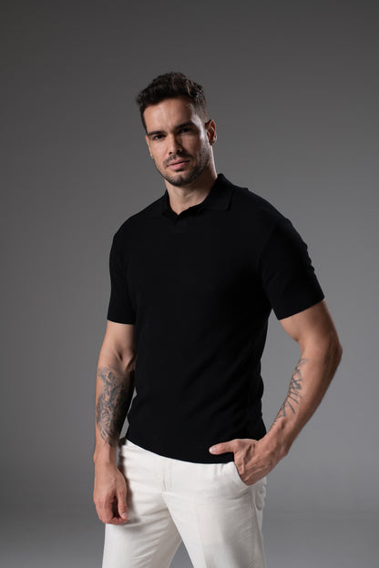 T-Shirt Tricô Polo Preta