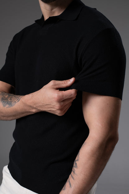 T-Shirt Tricô Polo Preta